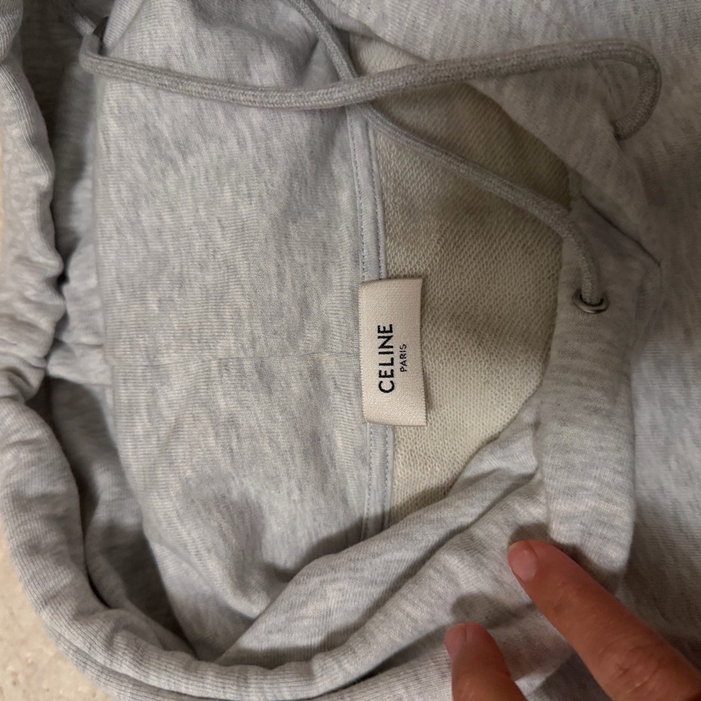 Celine Light Gray Logo Pullover Hoodie - Picture 3 of 4